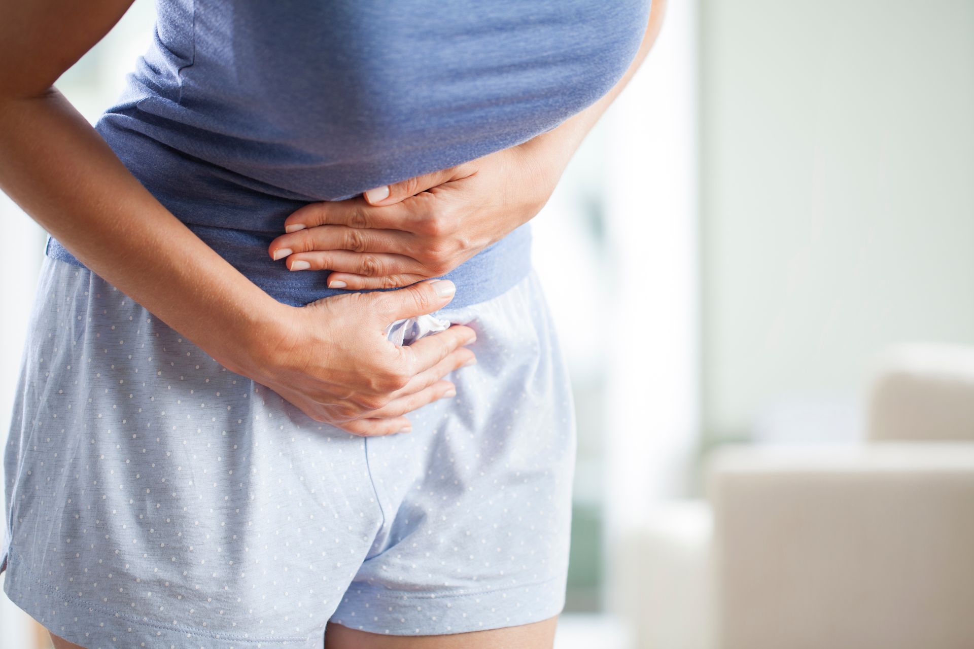 A woman with bladder pain.