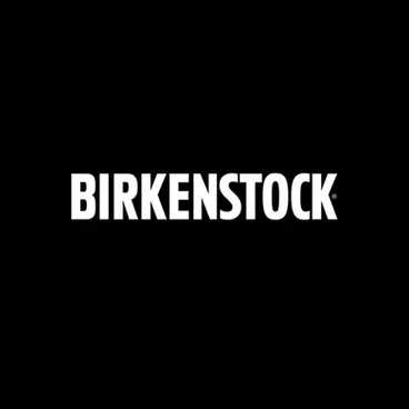 Logo Birkenstock en texte blanc sur fond noir.