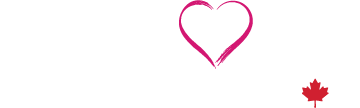 Pink heart and red maple leaf.