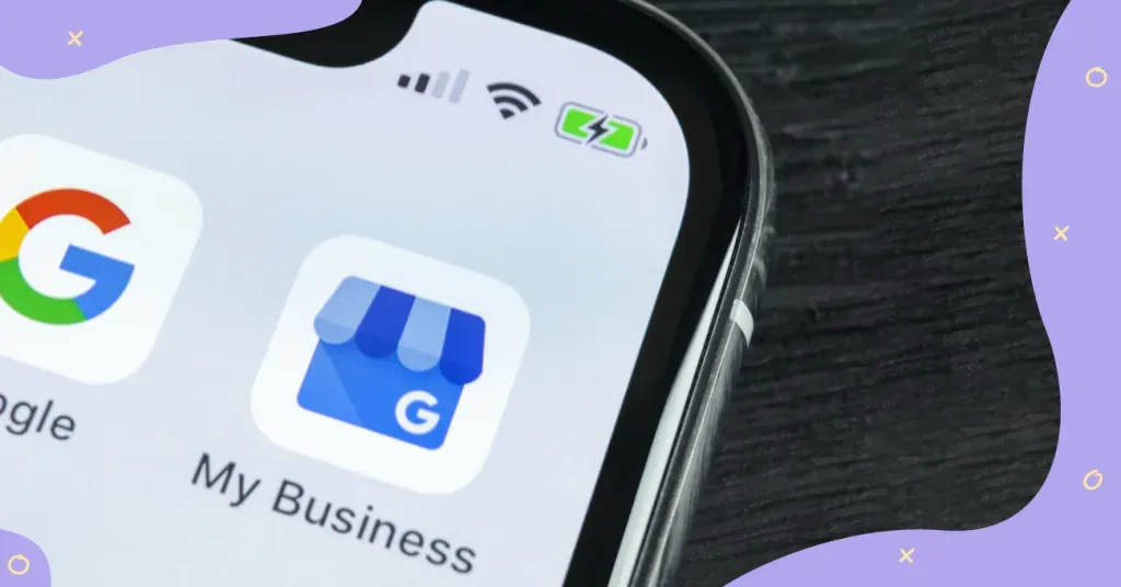 Close-up of a smartphone screen showing the Google and Google My Business apps.