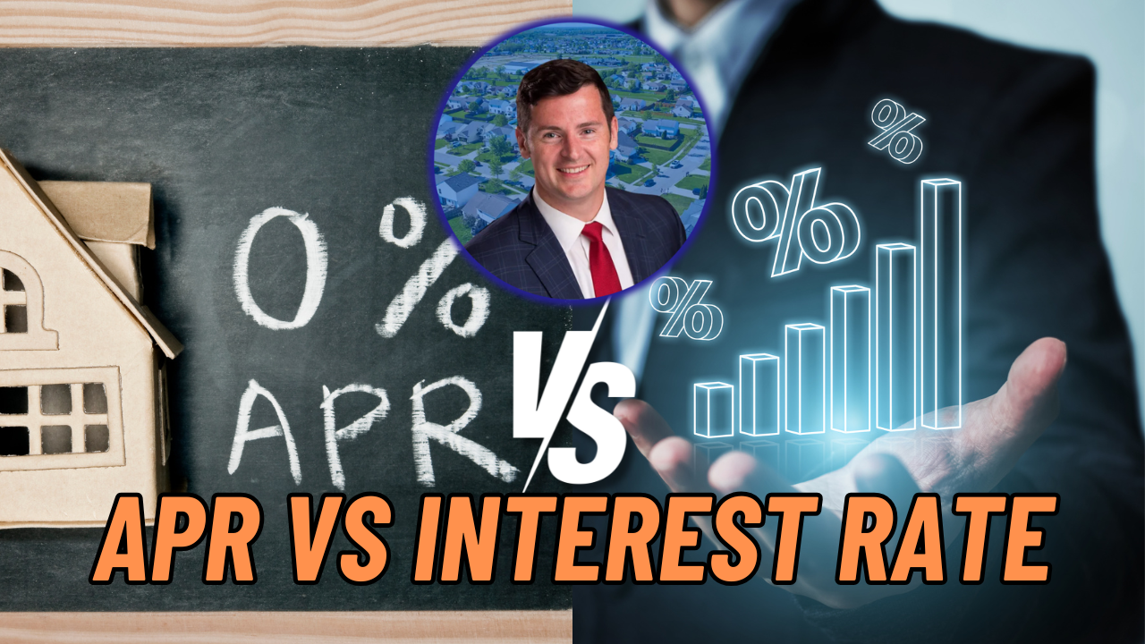 greg pilling in a suit is holding a graph in front of a blackboard that says apr vs interest rate