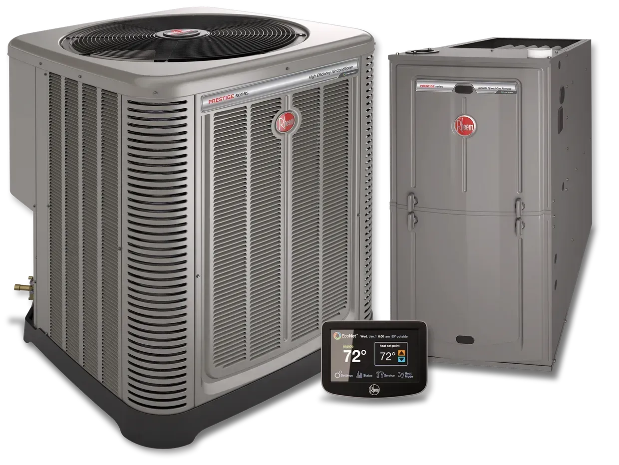 A picture of a heating and cooling system with a thermostat.