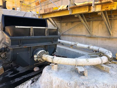 a concrete machine with huge pipes