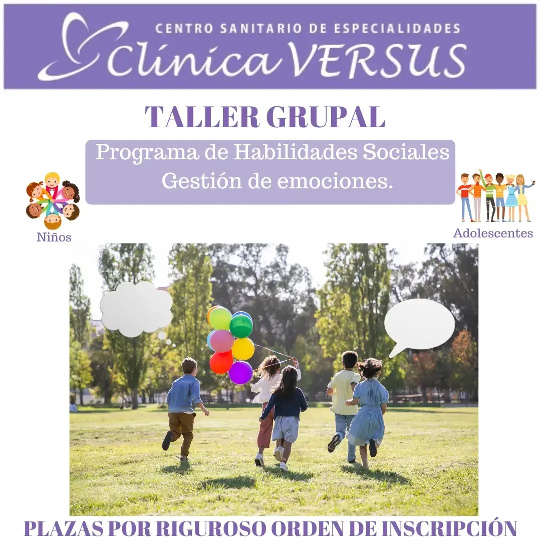 Un grupo de niños corriendo en un parque con globos y burbujas de diálogo.