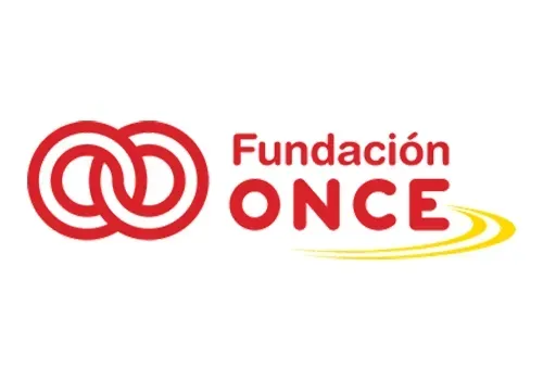 Un logo rojo y amarillo para la fundación once