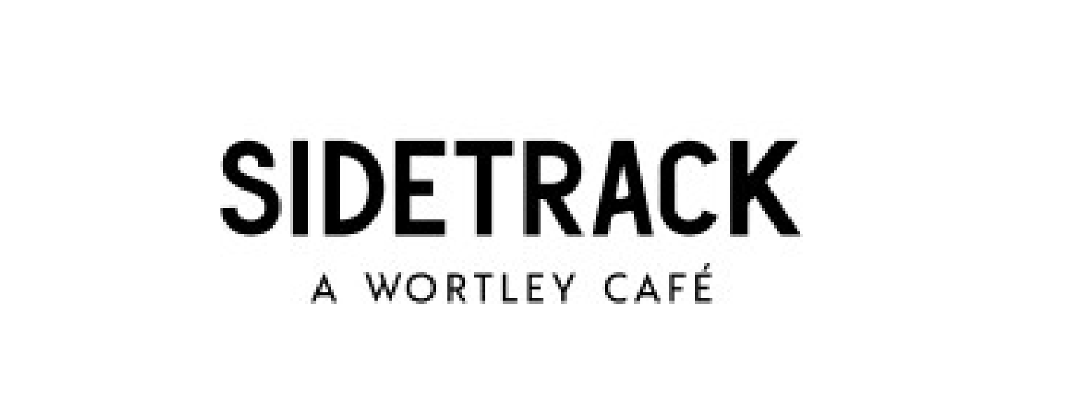 Logo for Sidetrack, a Wortley café, in black text on a white background.