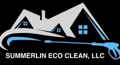 Summerlin Eco Clean, LLC logo with black rooftops and blue water swoosh