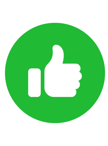 White thumbs-up icon inside a green circle.