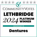 Community Votes Lethbridge 2024 Platinum Winner, voted best in dentures