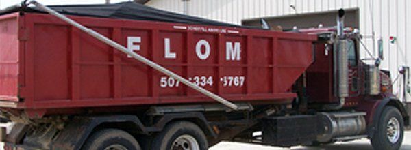 Red Flom Disposal Truck — Faribault, MN — Flom Disposal Red Flom Disposal Truck — Faribault, MN — Flom Disposal