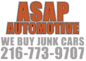 ASAP Automotive logo with &ldquo;We Buy Junk Cars&rdquo; and phone number 216-773-9707