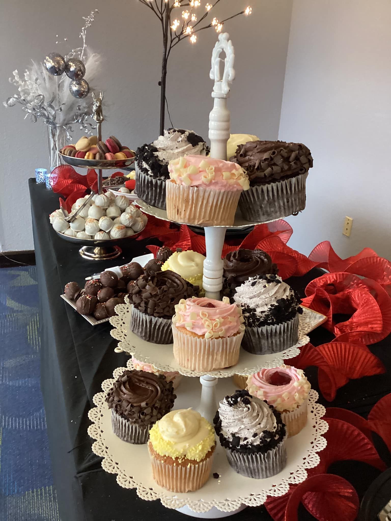 cupcakes and desserts on table