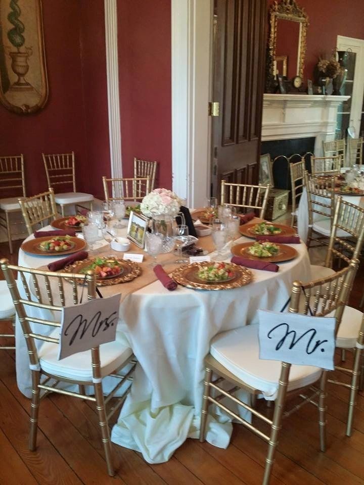 bride and groom's table at wedding reception