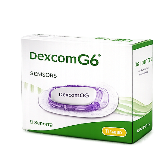Dexcom G6 and G7 sensor boxes and transmitters arranged on a flat surface