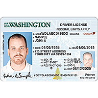 Example image of a Washington State driver's license