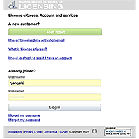 Image of the Washington State Department of Licensing's License Express login page