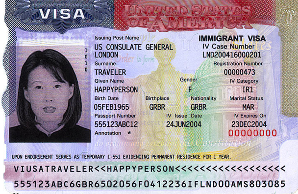 USA Immigrant Visa example