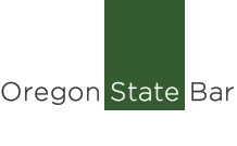 A green and white logo for the oregon state bar.