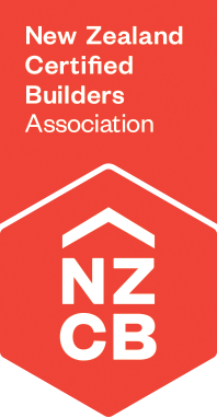 A red vertical banner featuring the white logo and text 
