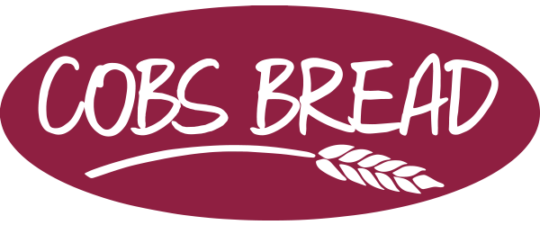A logo for cobs bread with a wheat ear on it.