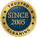 A blue and gold trusted since 2005 cleaning logo