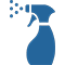 A blue spray bottle with bubbles coming out of it.