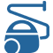 A blue vacuum cleaner icon on a white background.