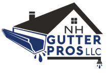 NH Gutter Pros LLC logo with a blue gutter icon and black house roof graphic
