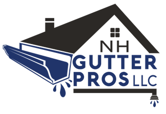 NH Gutter Pros LLC logo with a blue gutter icon and black house roof graphic