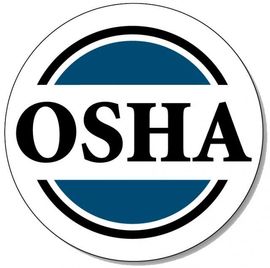 A blue and white circle with the word osha on it