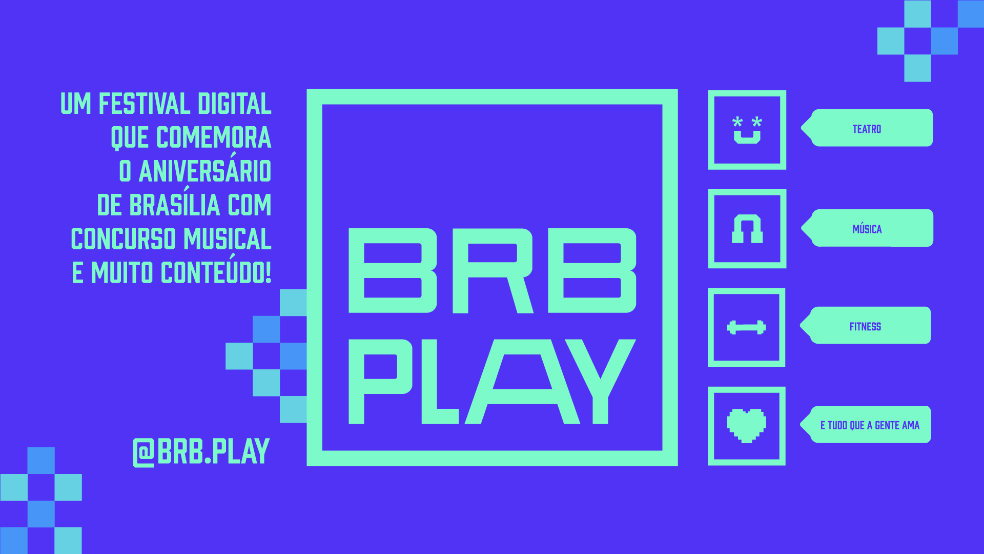 O logotipo do brb play está em um fundo azul.