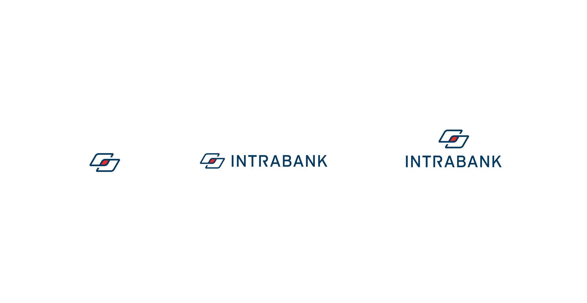 Três logotipos para intrabanco são mostrados em um fundo branco.