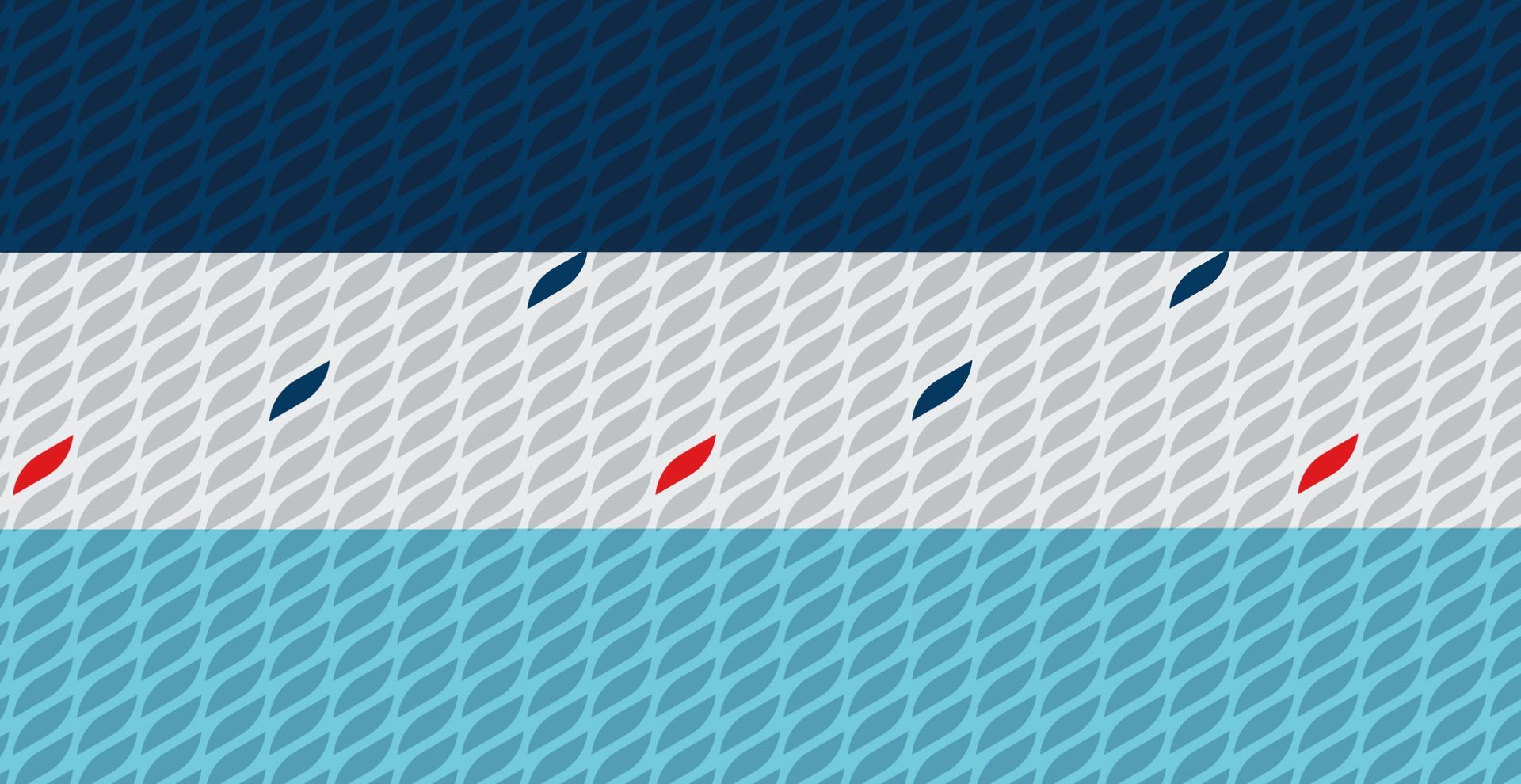 Um padrão azul, branco e vermelho em um fundo azul.