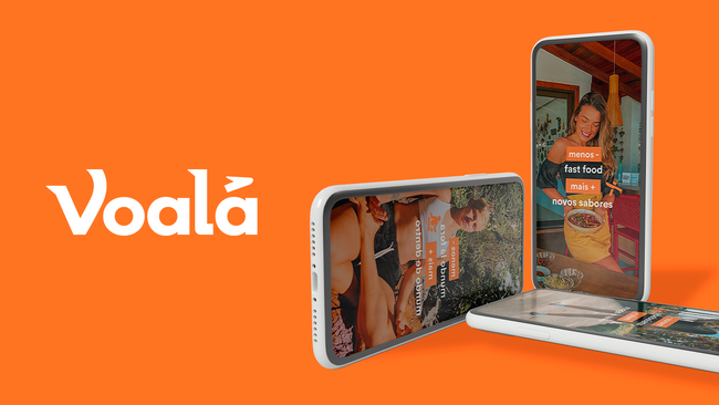 Dois celulares lado a lado em um fundo laranja.