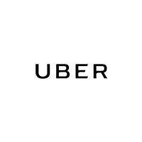 O logotipo da Uber é preto e branco em um fundo branco.