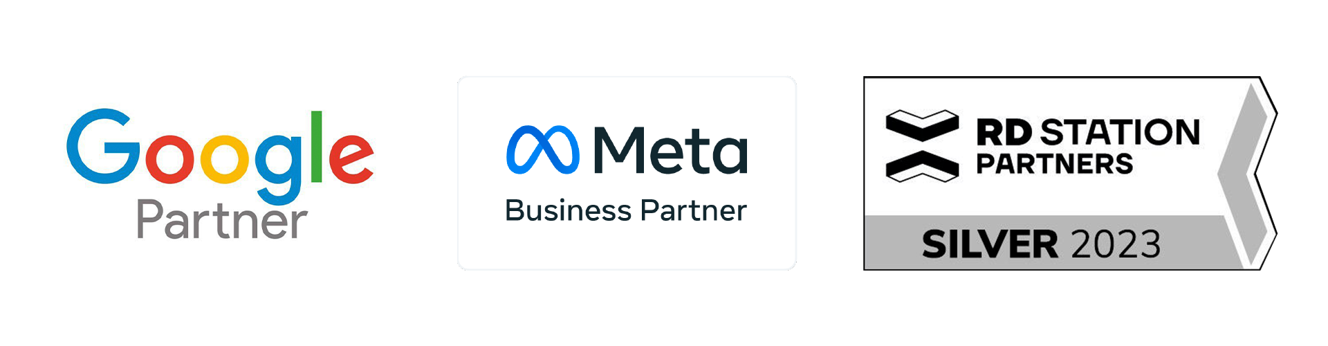 Os logotipos do Google e do Meta estão um ao lado do outro em um fundo branco.