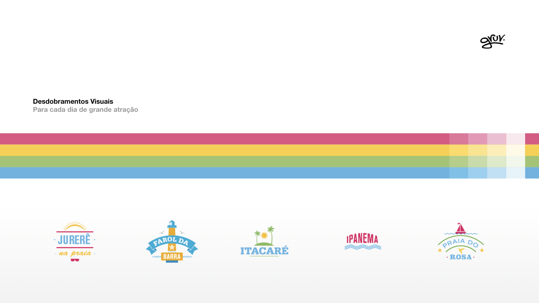 Um fundo branco com um arco-íris e logotipos nele.