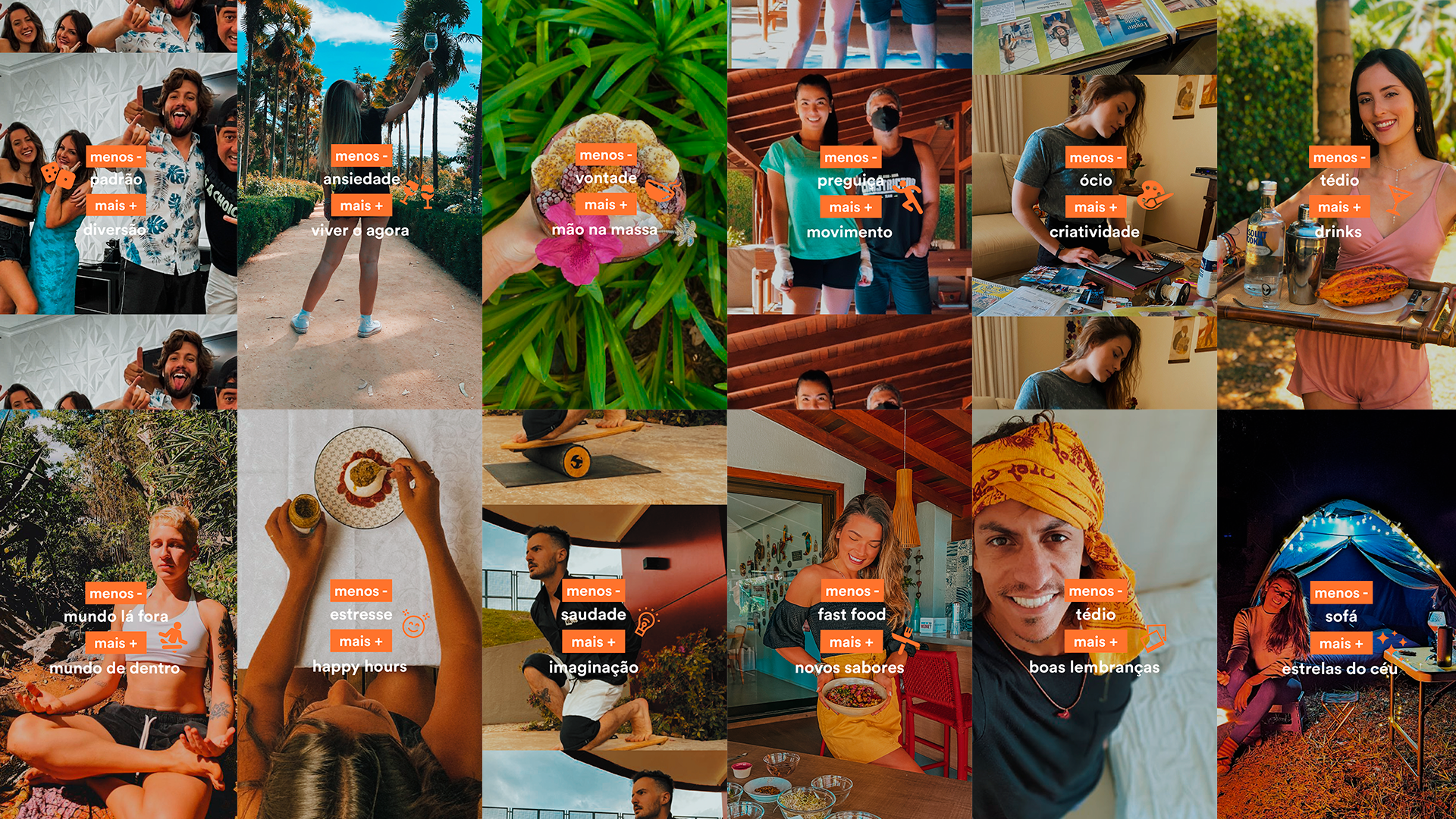 Uma colagem de imagens de pessoas em pé uma ao lado da outra.