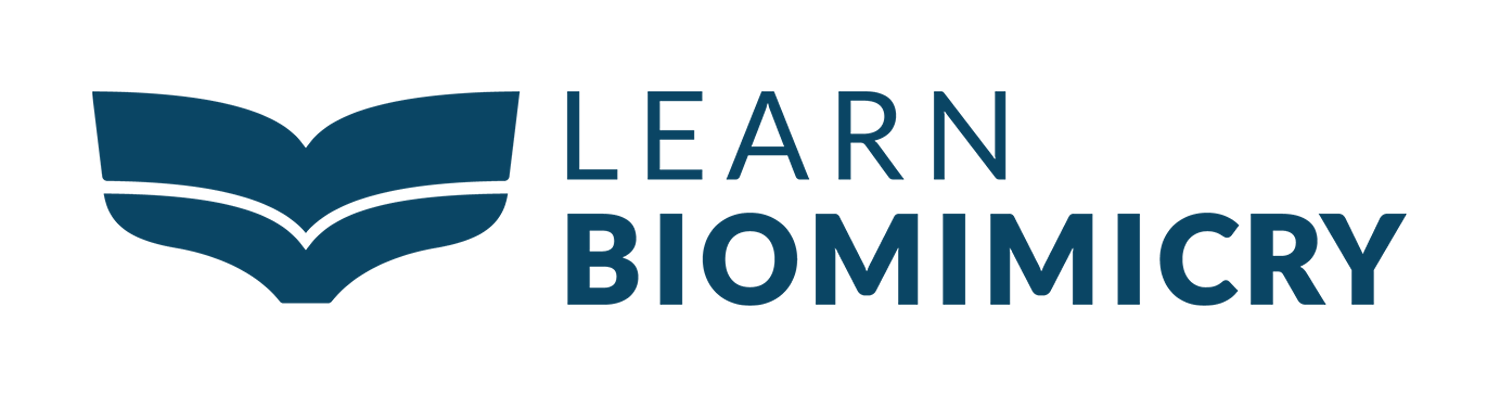 Visit the site The logo for learn biomimicry is a blue book with a heart on it.
