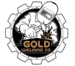 A black and white logo for gold welding co.