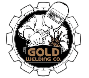 A black and white logo for gold welding co.