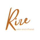 Logo of Rire salon, featuring elegant brown cursive script and the words