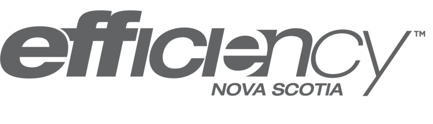 The logo for efficiency nova scotia is gray and white