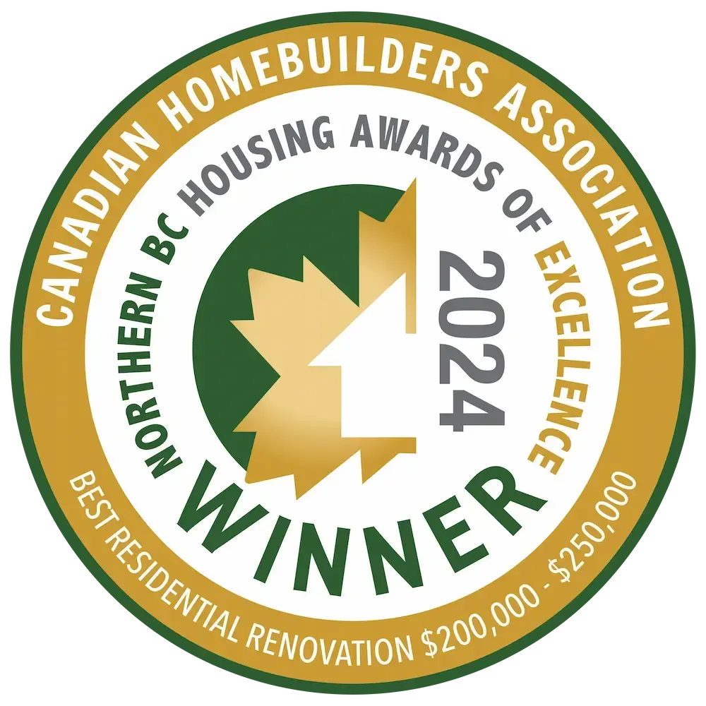 2024 Canadian Home Builders Association Northern BC Housing Awards winner seal with green and gold maple leaf