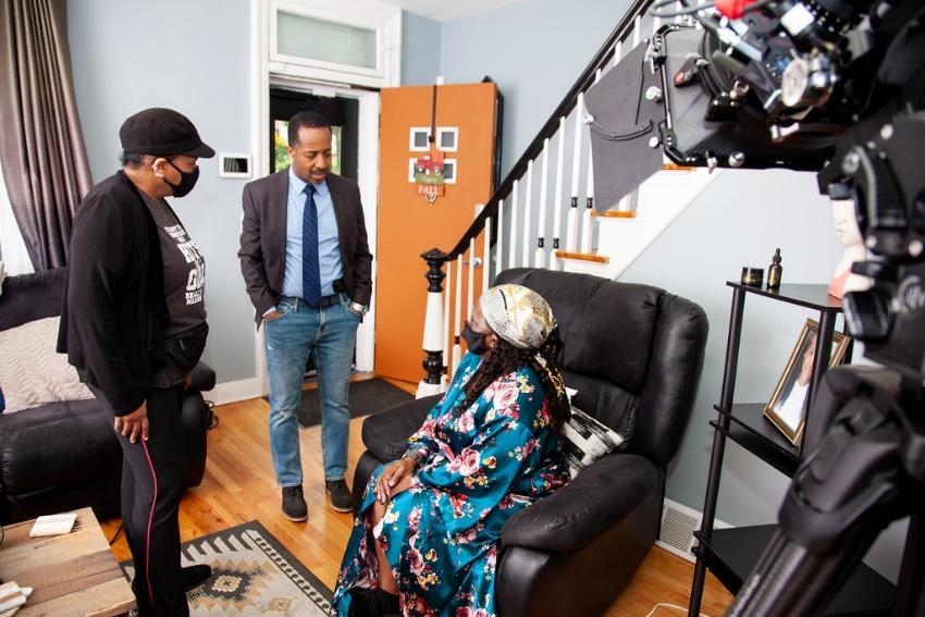 Director Jillian Bullock with actors Troy Parham and Thelma Brown