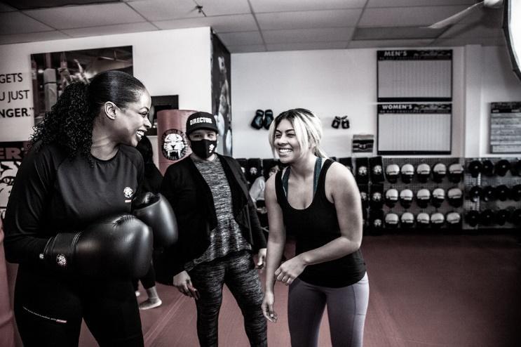 Jacinth Headlam, Ruth Rivera and director, Jillian Bullock between takes.