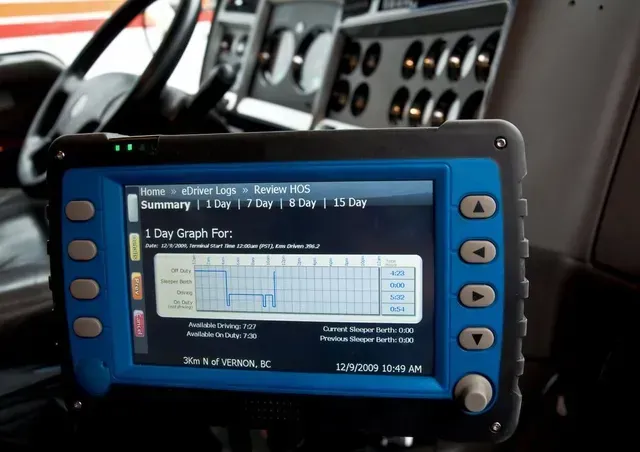 Blue Electronic Logging Device Inside a Vehicle Cab — COOTA Automotive Services in Ballarat East, VIC
