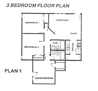 Three bedroom floor plan — Ponca City, Oklahoma — Village Green Apartments Three bedroom floor plan — Ponca City, Oklahoma — Village Green Apartments