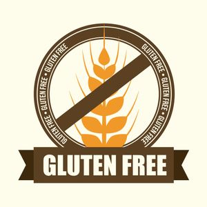 Emblema del grano senza glutine con una barra diagonale e la scritta in grassetto 