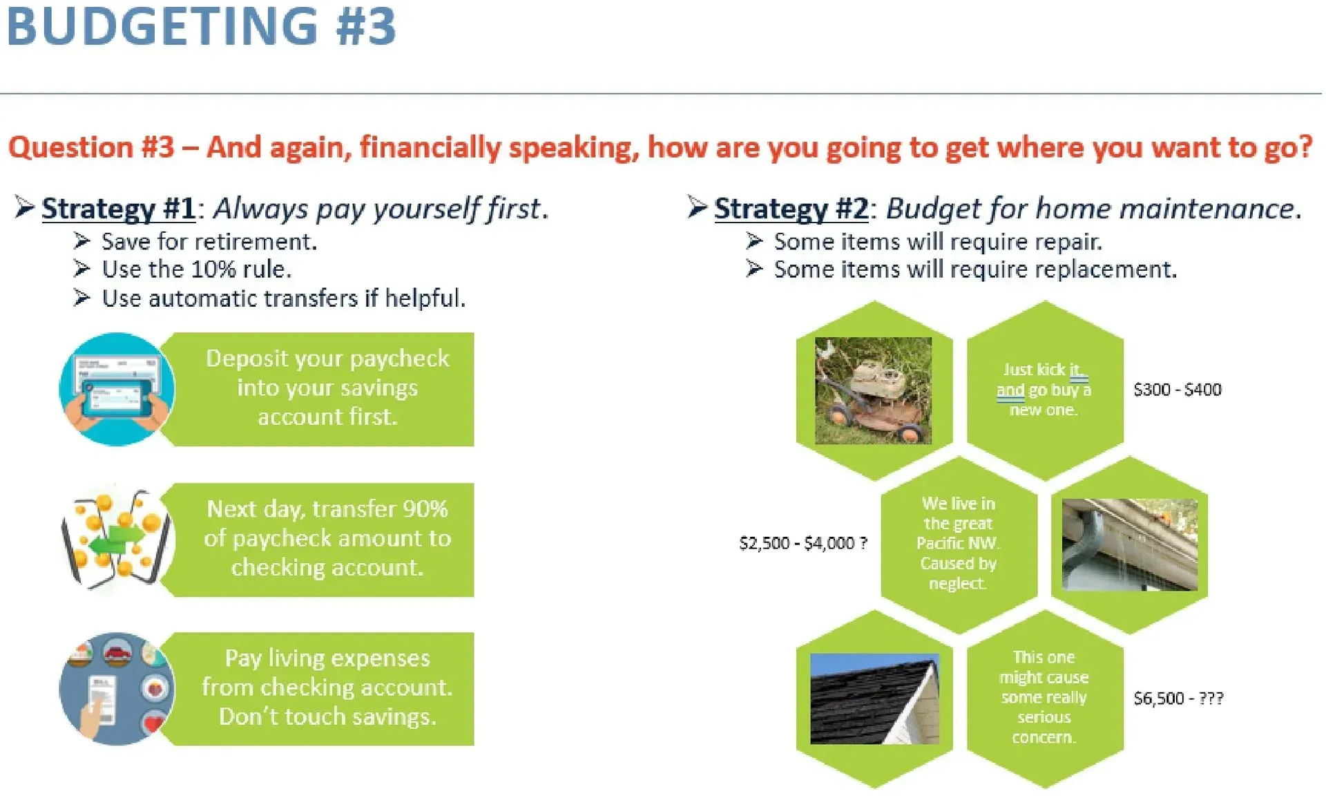 a picture of a budgeting # 3 page with a diagram of how to get where you want to go